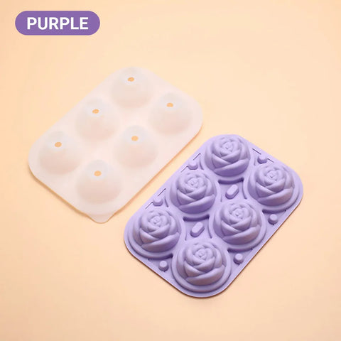 Large Ice Cube Tray Rose Maker Silicone Mold Whiskey Chocolate Jelly Mould DIY - Black