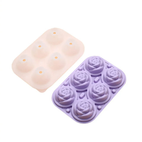 Large Ice Cube Tray Rose Maker Silicone Mold Whiskey Chocolate Jelly Mould DIY - Purple