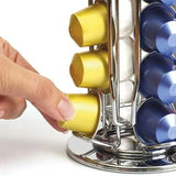 40 Capsules Rotating Coffee Pod Holder Rack for Nespresso Chrome Countertop Stand