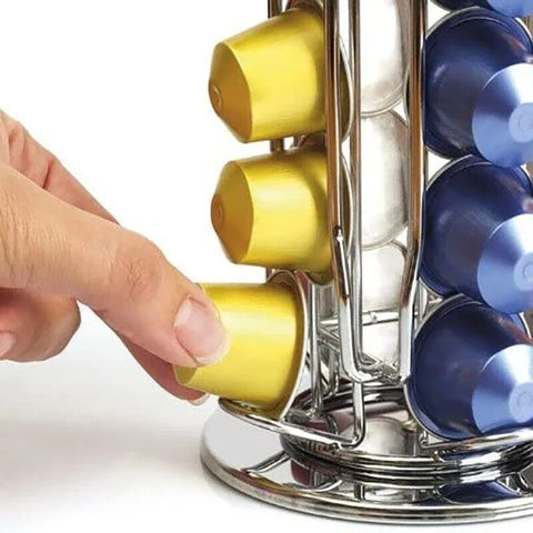 40 Capsules Rotating Coffee Pod Holder Rack for Nespresso Chrome Countertop Stand