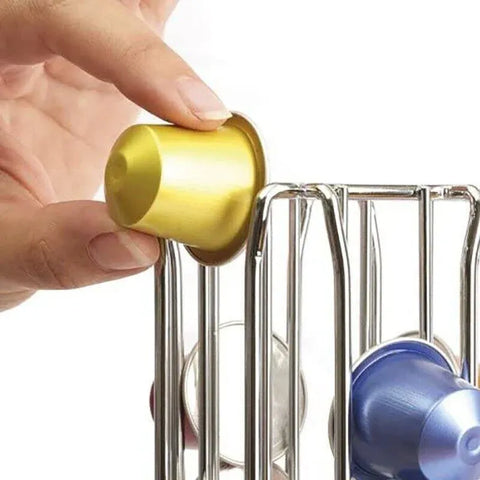 40 Capsules Rotating Coffee Pod Holder Rack for Nespresso Chrome Countertop Stand