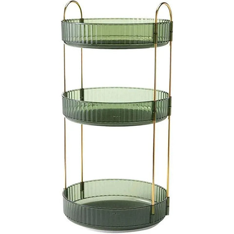 Rotating Cosmetic Organiser Home Storage Shelf Box for Makeup and Beauty Product - Green