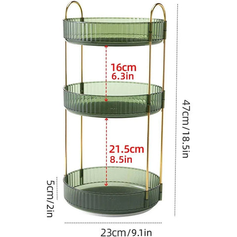 Rotating Cosmetic Organiser Home Storage Shelf Box for Makeup and Beauty Product - Green