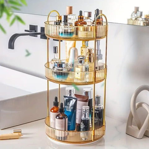 Rotating Cosmetic Organiser Home Storage Shelf Box for Makeup and Beauty Product - Green