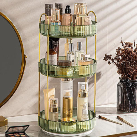 Rotating Cosmetic Organiser Home Storage Shelf Box for Makeup and Beauty Product - Green