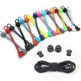 No Tie Elastic Shoelaces with Toggle Locks for Sneakers Running Walking Shoes - Rose Red