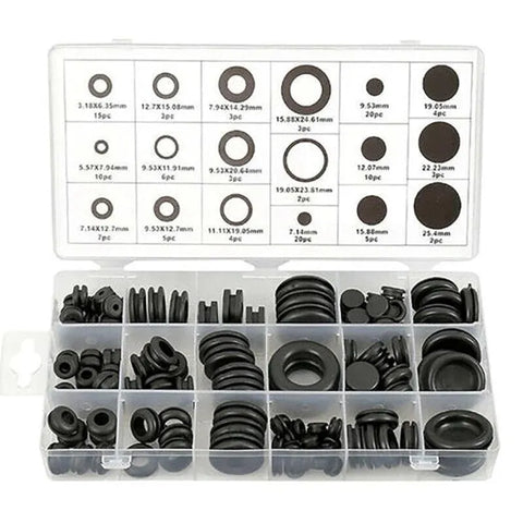125Pcs Rubber Grommet Set-Assorted Fastener Kit 18 Popular Sizes