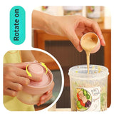Double Plastic Salad Cup with Fork Sealed Breakfast Container for On-the-Go Meal - 760ml-Green