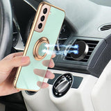 Dark Green Shockproof Ring Holder Case Cover for Samsung S22 Ultra S22 Plus Note 20 - Samsung Galaxy S22Ultra