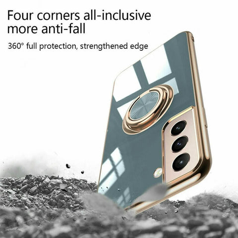 Dark Green Shockproof Ring Holder Case Cover for Samsung S22 Ultra S22 Plus Note 20 - Samsung Galaxy S22Ultra