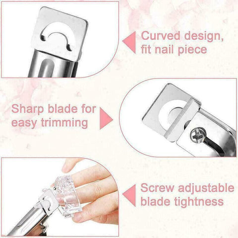 Acrylic Nail Tip Cutter False Nail Clipper U Shape Manicure Art Trimmer Tool - Pink