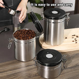 Coffee Powder Sealed Jar Airtight Storage Container for Kitchen Tea Sugar Beans - Silvery-1500ml