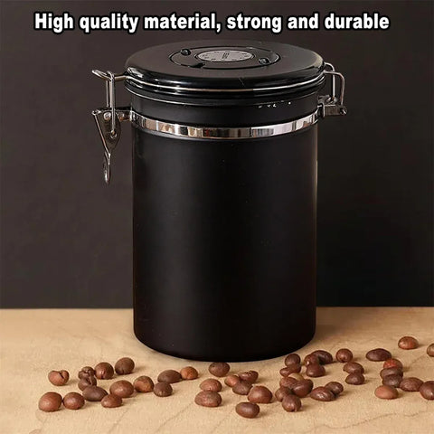 Coffee Powder Sealed Jar Airtight Storage Container for Kitchen Tea Sugar Beans - Silvery-1500ml