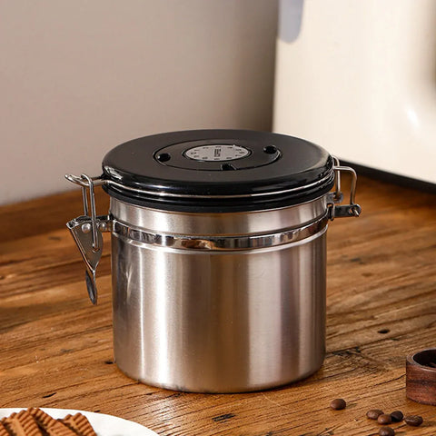 Coffee Powder Sealed Jar Airtight Storage Container for Kitchen Tea Sugar Beans - Silvery-1500ml