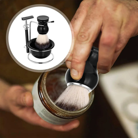 5PCS Shaving Kit Set Manual Razor Brush Stand Bowl Set for Men