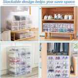 20x Clear Shoe Storage Box Foldable Stackable Plastic Shoe Boxes