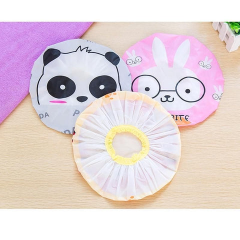 Reusable Women Girls Hair Wrap Waterproof Shower Bath Shower Cap Hat - Giraffe