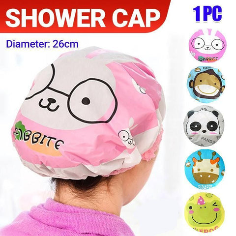 Reusable Women Girls Hair Wrap Waterproof Shower Bath Shower Cap Hat - Panda