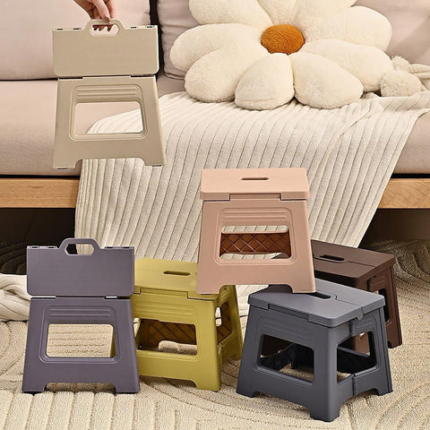 Portable Adjustable Folding Plastic Stool Retractable Outdoor Fishing Chair - Brown