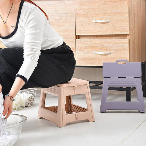 Portable Adjustable Folding Plastic Stool Retractable Outdoor Fishing Chair - Purple