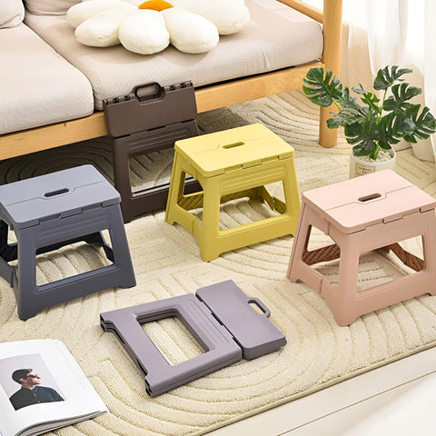 Portable Adjustable Folding Plastic Stool Retractable Outdoor Fishing Chair - Purple