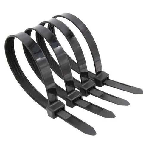 50X Cable Ties Zip Ties Nylon Uv Stabilised Black Cable Tie - 7.2*300mm