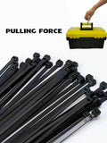 50X Cable Ties Zip Ties Nylon Uv Stabilised Black Cable Tie - 7.2*300mm