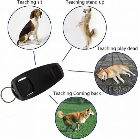 Dog Whistle and Clicker Set for Training Stop Barking Obedience Tool Combo - Sky Blue