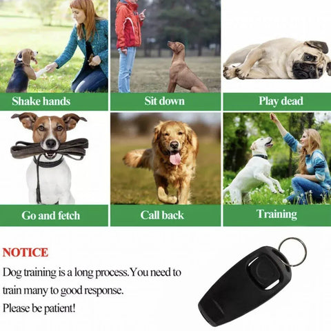 Dog Whistle and Clicker Set for Training Stop Barking Obedience Tool Combo - Sky Blue