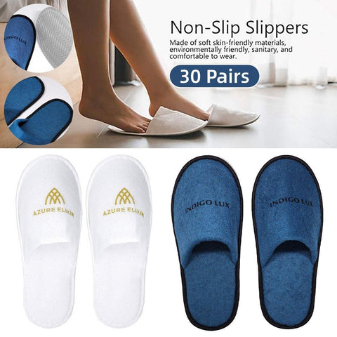 30 Pairs Hotel Guesthouse Hospitality Slippers for Household Comfort and Use - Blue