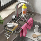 Multifunctional Faucet Shelf Kitchen Storage Sink Draining Basket Household Rack - Grey