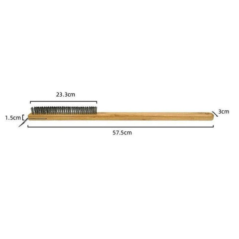 Long Handle Pizza Oven Brush Steel Wire BBQ Grill Cleaner with Scraper 57.5cm