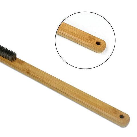 Long Handle Pizza Oven Brush Steel Wire BBQ Grill Cleaner with Scraper 57.5cm