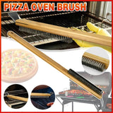Long Handle Pizza Oven Brush Steel Wire BBQ Grill Cleaner with Scraper 57.5cm