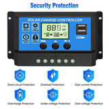 20A Solar Charge Controller 12V 24V LCD 2 USB Ports Lead-Acid Regulator