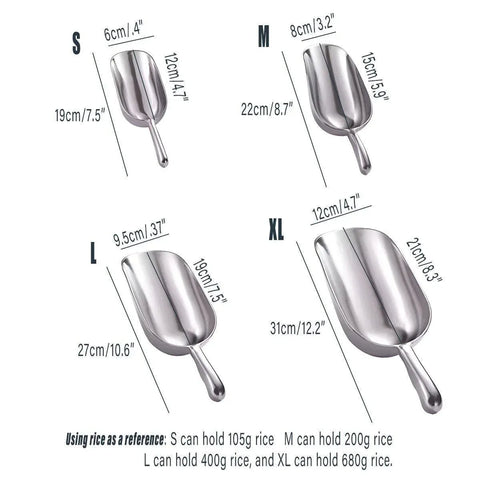 4 Sizes Aluminum Alloy Ice Shovel Flour Rice Scoop Multipurpose Kitchen Tool - S