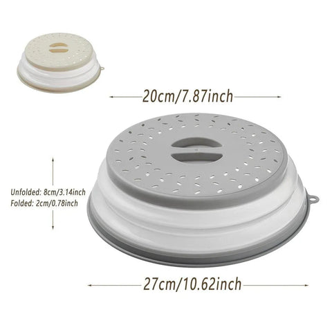Multifunctional Microwave Oven Food Cover Heat Resistant Folding Splash Guard - Grey