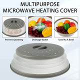 Multifunctional Microwave Oven Food Cover Heat Resistant Folding Splash Guard - Grey