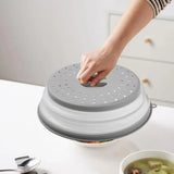 Multifunctional Microwave Oven Food Cover Heat Resistant Folding Splash Guard - Grey
