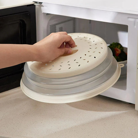 Multifunctional Microwave Oven Food Cover Heat Resistant Folding Splash Guard - Grey