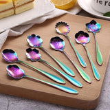 8X Spoon Long Handle Dessert Tea Coffee Mixing Spoon Stainless Steel Teaspoon - Gold