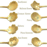 8X Spoon Long Handle Dessert Tea Coffee Mixing Spoon Stainless Steel Teaspoon - Gold