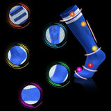 Mens Womens Sports Breathable Tube Long High Socks Knee Warm Casual Footy Soccer - White+Blue