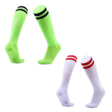 Mens Womens Sports Breathable Tube Long High Socks Knee Warm Casual Footy Soccer - White+Blue