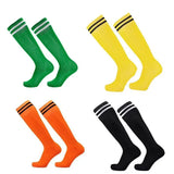Mens Womens Sports Breathable Tube Long High Socks Knee Warm Casual Footy Soccer - White+Blue