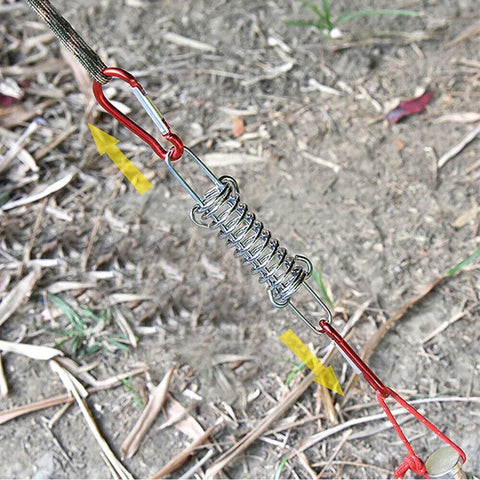 1-15PCS Outdoor Camping Tent Spring Wind Rope Buckle Fix Hook Buckles Silver Red - 1pair