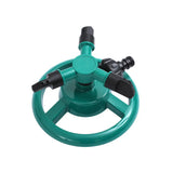 Small Disc Sprinkler 360 Degree Rotating Garden Sprayer Three Prong Spray Water - Green