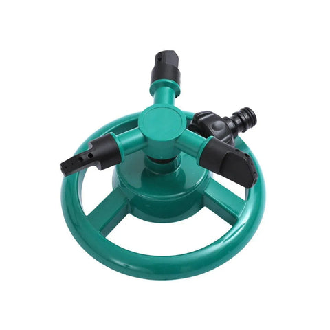 Small Disc Sprinkler 360 Degree Rotating Garden Sprayer Three Prong Spray Water - Green