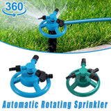 Small Disc Sprinkler 360 Degree Rotating Garden Sprayer Three Prong Spray Water - Green