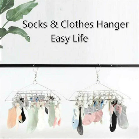 30/40/55 Pegs Stainless Steel Laundry Sock Underwear Clothes Dryer Rack Hanger - 40Pegs